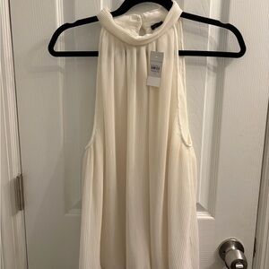Ann Taylor Ivory Pleated Halter Neck Blouse